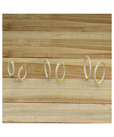 Sterling Silver 2mm Inside Out Cubic Zirconia Round Hoop Earrings, Options Available 2x20mm Yellow $12.88 Earrings