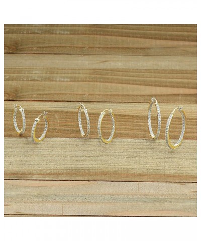 Sterling Silver 2mm Inside Out Cubic Zirconia Round Hoop Earrings, Options Available 2x20mm Yellow $12.88 Earrings