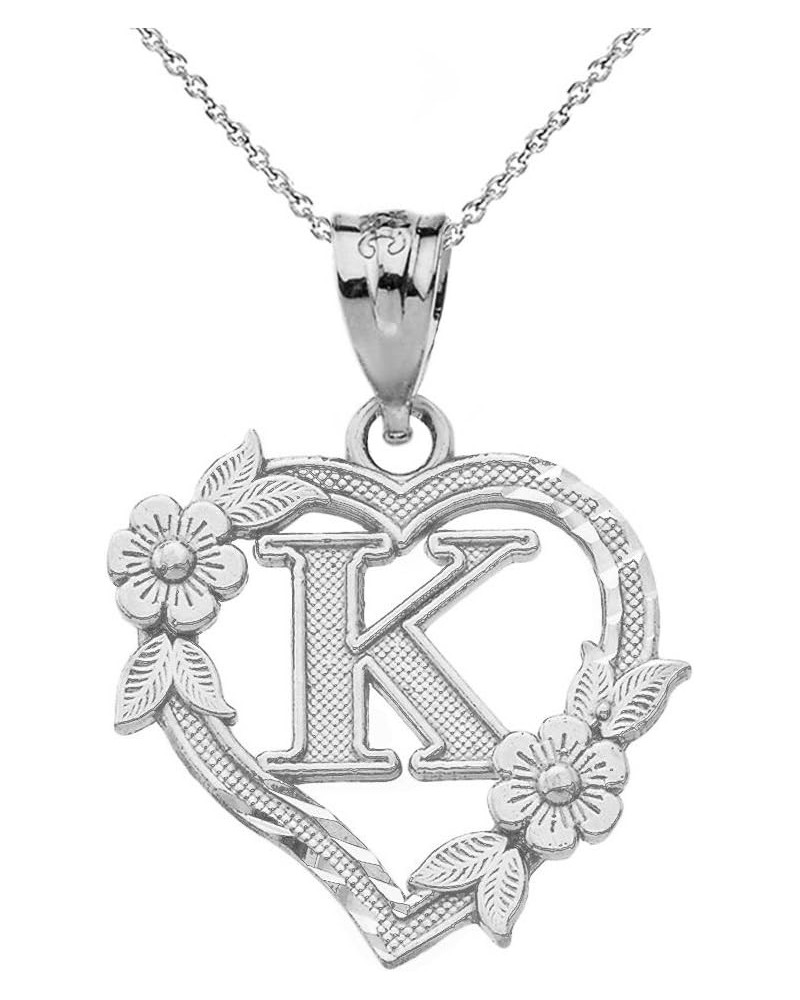 14k Initial Heart Pendant Necklace for Women in White Gold 18.0 Inches K $68.79 Necklaces