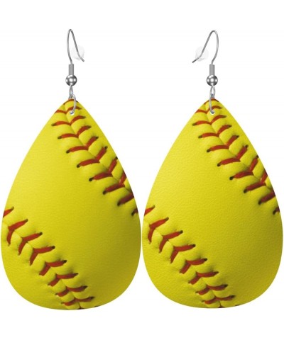 Faux Leather Teardrop Earrings For Teen Girls Women Drop Dangle Earrings Gift Yellow $6.18 Earrings