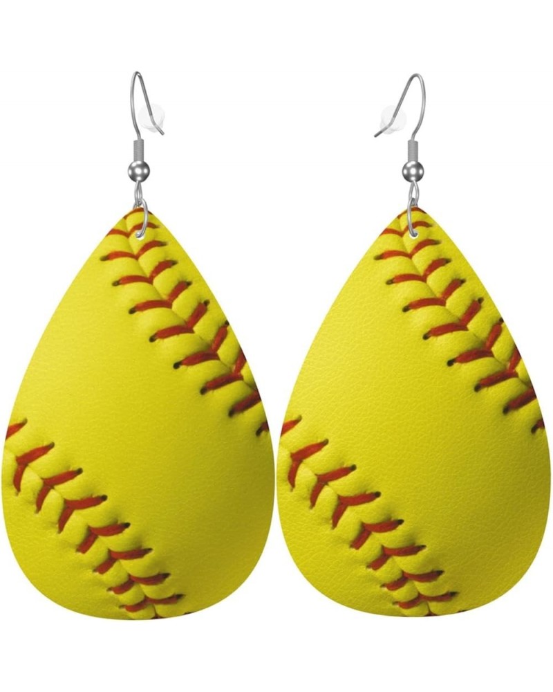 Faux Leather Teardrop Earrings For Teen Girls Women Drop Dangle Earrings Gift Yellow $6.18 Earrings