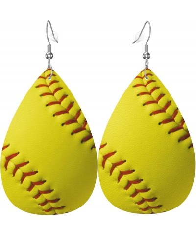 Faux Leather Teardrop Earrings For Teen Girls Women Drop Dangle Earrings Gift Yellow $6.18 Earrings