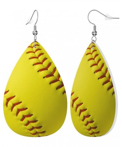 Faux Leather Teardrop Earrings For Teen Girls Women Drop Dangle Earrings Gift Yellow $6.18 Earrings