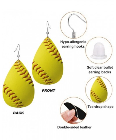 Faux Leather Teardrop Earrings For Teen Girls Women Drop Dangle Earrings Gift Yellow $6.18 Earrings