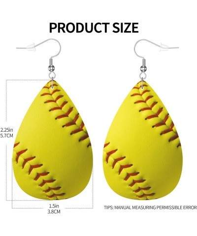 Faux Leather Teardrop Earrings For Teen Girls Women Drop Dangle Earrings Gift Yellow $6.18 Earrings