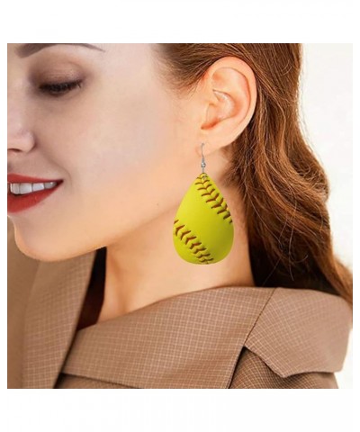 Faux Leather Teardrop Earrings For Teen Girls Women Drop Dangle Earrings Gift Yellow $6.18 Earrings