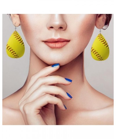 Faux Leather Teardrop Earrings For Teen Girls Women Drop Dangle Earrings Gift Yellow $6.18 Earrings