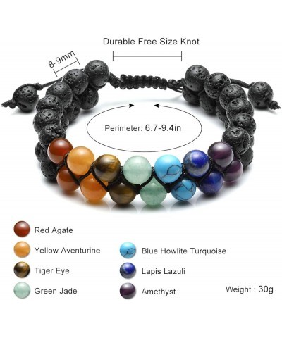 Bead Chakra Bracelet 7 Chakras Healing Crystals Bracelet Yoga Stone Beads Bracelets Meditation Relax Anxiety Bangle for Women...