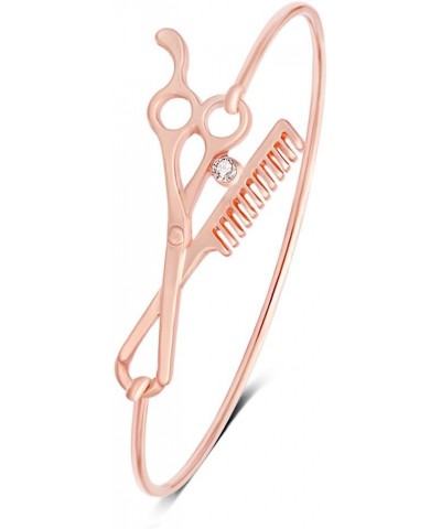 Easy Open Scissors and Comb Bangle Bracelet for Hairdresser rose gold $8.47 Bracelets