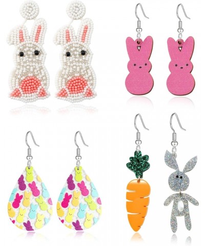 Easter Earrings Cute Rabbit Carrot Dangle Earring Set Spring Holiday Easter Gifts $6.00 Earrings