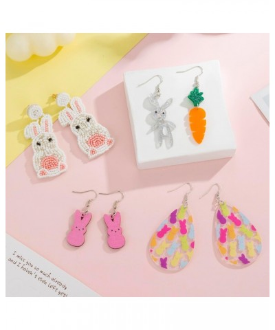 Easter Earrings Cute Rabbit Carrot Dangle Earring Set Spring Holiday Easter Gifts $6.00 Earrings