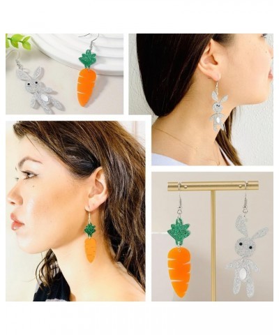 Easter Earrings Cute Rabbit Carrot Dangle Earring Set Spring Holiday Easter Gifts $6.00 Earrings