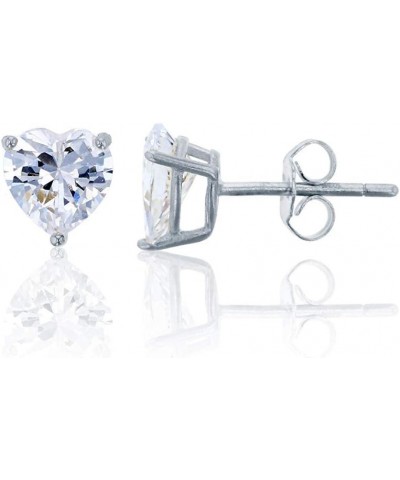 Sterling Silver 4x4mm AAA Heart Solitaire Stud Earrings White $6.35 Earrings