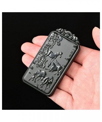 China Natural Hetian Green Jade Premium Nephrite Carved Pendant Amulet (8 Horse) 8 Horse 1 $77.22 Necklaces