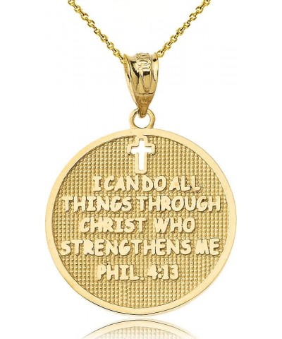 Philippians 4:13 | I Can Do All Things Through Christ Who Strengthens Me Pendant Necklace in Solid 14k Yellow Gold 16.0 Inche...