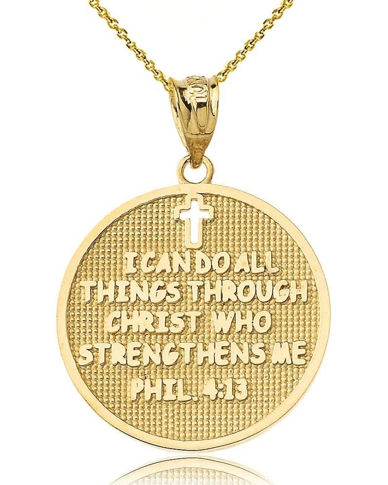 Philippians 4:13 | I Can Do All Things Through Christ Who Strengthens Me Pendant Necklace in Solid 14k Yellow Gold 16.0 Inche...