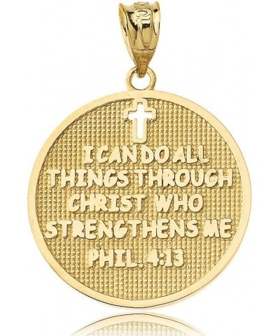 Philippians 4:13 | I Can Do All Things Through Christ Who Strengthens Me Pendant Necklace in Solid 14k Yellow Gold 16.0 Inche...