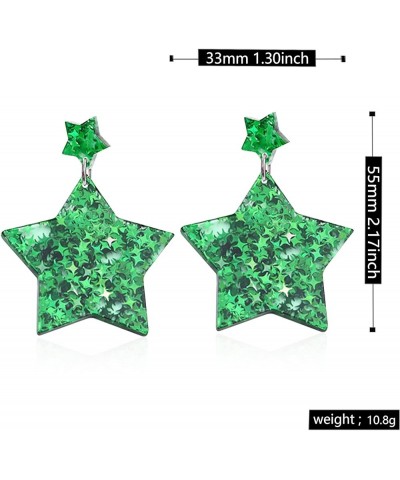 Acrylic Funny Shiny Glitter Sparkly Blue Star Shape Stud Earrings Festival of Lights Dangle Drop Earrings for Women Girls Chr...