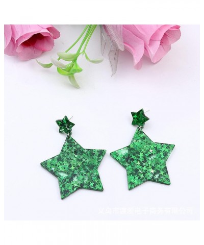 Acrylic Funny Shiny Glitter Sparkly Blue Star Shape Stud Earrings Festival of Lights Dangle Drop Earrings for Women Girls Chr...