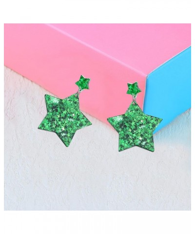 Acrylic Funny Shiny Glitter Sparkly Blue Star Shape Stud Earrings Festival of Lights Dangle Drop Earrings for Women Girls Chr...