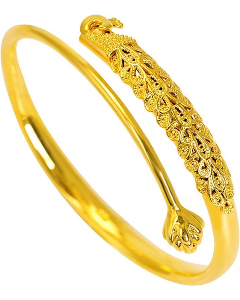 18K Gold Plated Jewelry Peacock Open Cuff Bracelet Gold $7.83 Bracelets