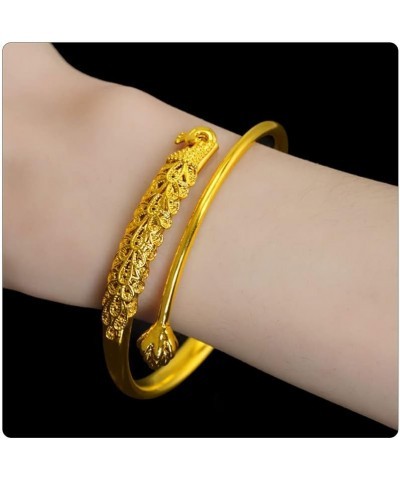 18K Gold Plated Jewelry Peacock Open Cuff Bracelet Gold $7.83 Bracelets