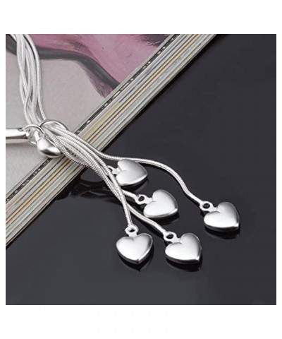 Fashion Sterling Silver Five-Heart Love Pendants Bracelet Link Lady Women Jewelry $7.66 Bracelets