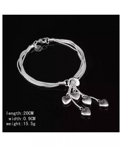 Fashion Sterling Silver Five-Heart Love Pendants Bracelet Link Lady Women Jewelry $7.66 Bracelets