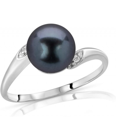 14K White Gold Black or White Akoya Cultured Pearl Ring with .02ct Diamonds Black Akoya White Gold $57.35 Rings