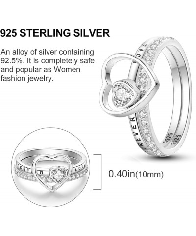 925 Sterling Silver Rings for Women Cubic Zirconia Eternity Bands for Women Girls Stackable Vintage Rings Statement Rings Two...