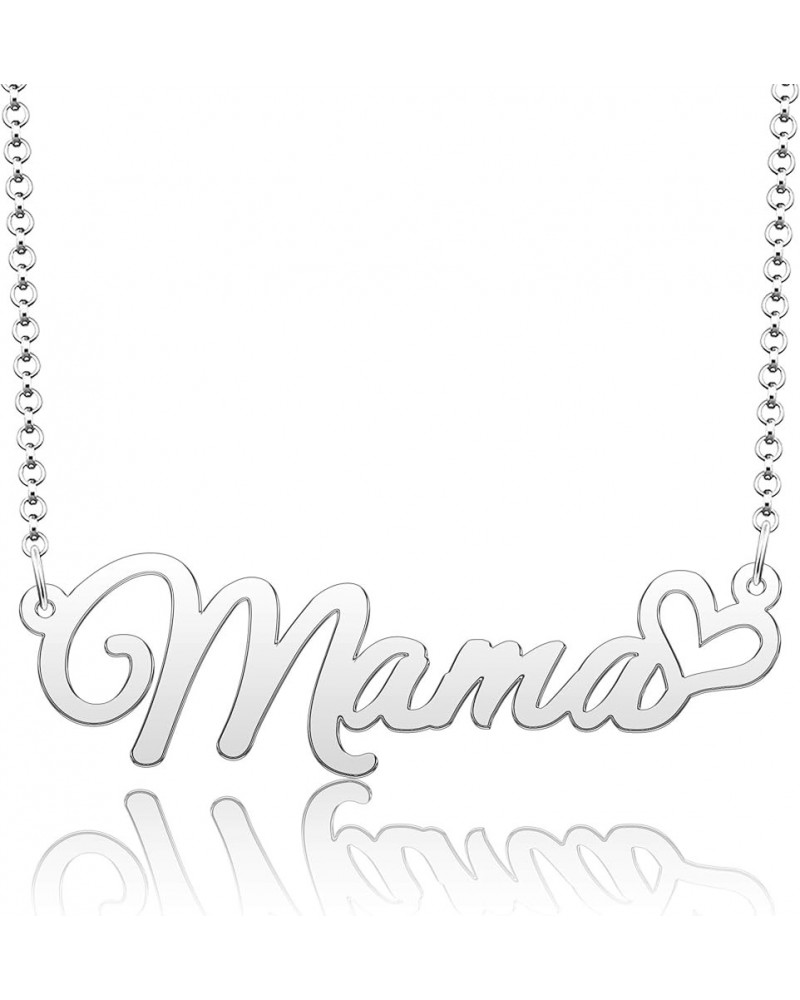 Personalized Name Necklace Custom Gold Name Plate Necklace Sterling Silver Love Heart Pendant Gift Card Mama-silver $13.04 Ne...