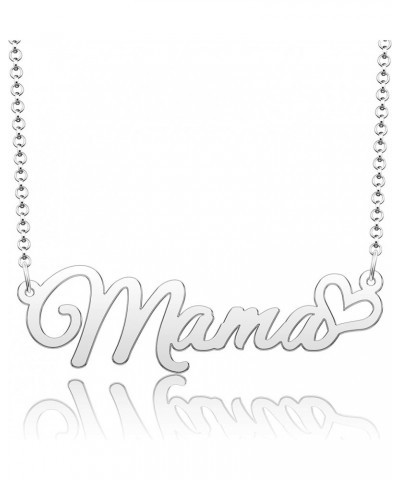 Personalized Name Necklace Custom Gold Name Plate Necklace Sterling Silver Love Heart Pendant Gift Card Mama-silver $13.04 Ne...