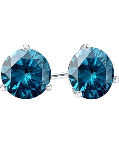 1/2-10 Carat Total Weight Blue Diamond Stud Earrings 3 Prong Push Back Platinum 2.0 carats $261.66 Earrings