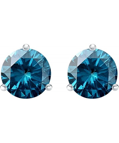 1/2-10 Carat Total Weight Blue Diamond Stud Earrings 3 Prong Push Back Platinum 2.0 carats $261.66 Earrings