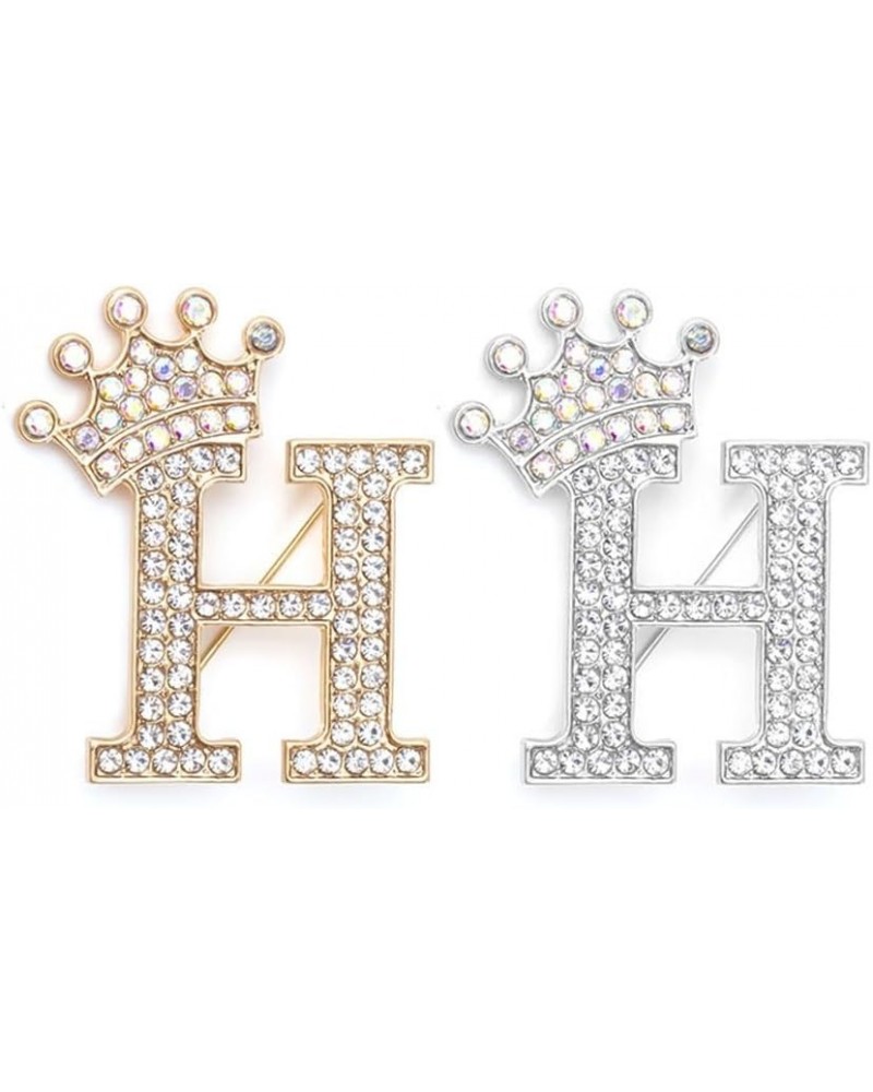 Crown Initial Brooch Pins A-Z 26 Letters Brooches for Women Girls Crystal Alphabet Letter Lapel Pin Rhinestone Badges for Hat...