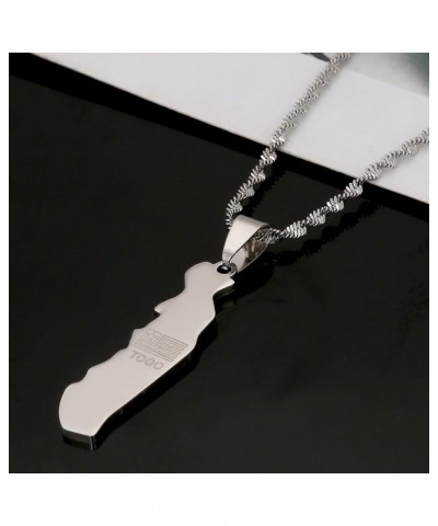 Map of Togolaise Pendant Necklaces Jewellery Map Togo Jewelry Togolese Necklace silver $7.79 Necklaces