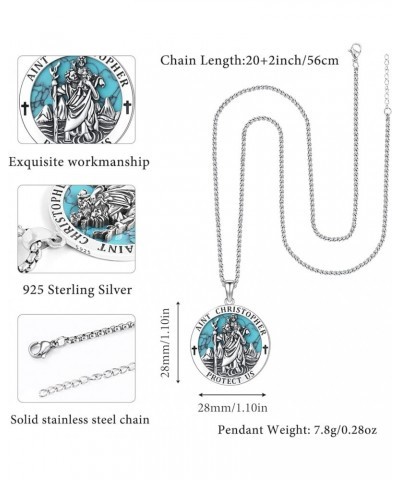 S925 Sterling Silver St Michael/St Christopher/St Benedict/St Jesus Medal Necklace for Men Women Archangel Raguel/Uriel Prote...