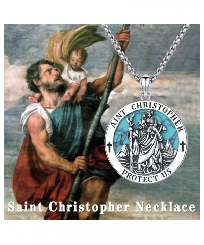 S925 Sterling Silver St Michael/St Christopher/St Benedict/St Jesus Medal Necklace for Men Women Archangel Raguel/Uriel Prote...