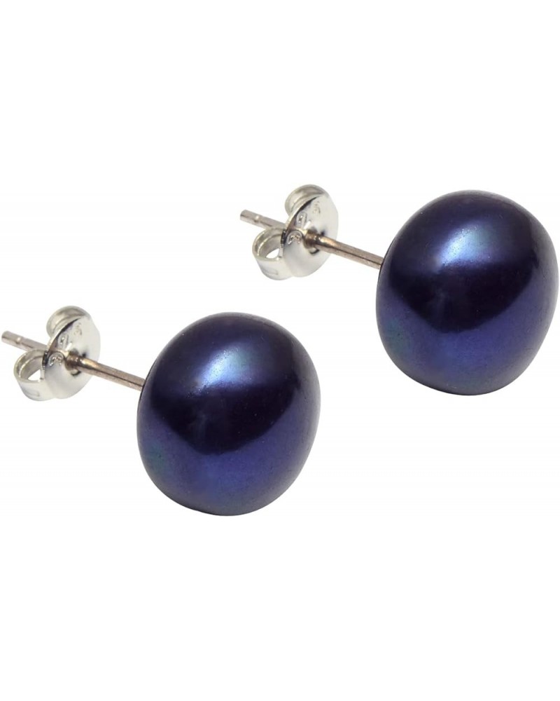 Freshwater Pearl Stud Earrings Real Pearl Stud 4 Colors Available 6mm 8mm 10mm 6mm Black $10.79 Earrings