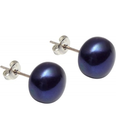 Freshwater Pearl Stud Earrings Real Pearl Stud 4 Colors Available 6mm 8mm 10mm 6mm Black $10.79 Earrings