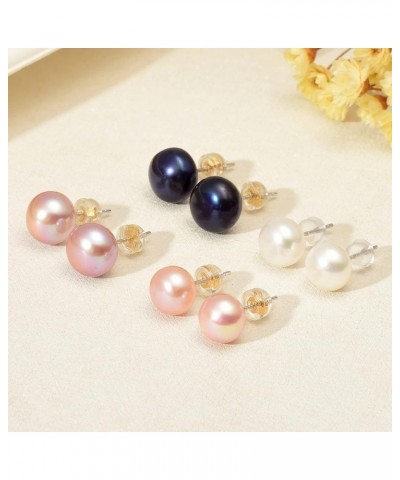 Freshwater Pearl Stud Earrings Real Pearl Stud 4 Colors Available 6mm 8mm 10mm 6mm Black $10.79 Earrings