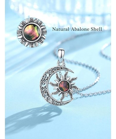 Sterling Silver Sun and Moon Jewelry Oxidized Necklace Earrings for Women, Let You Have a More Bright Tomorrow Gifts Necklace...