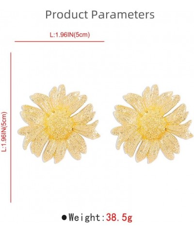 Vintage Big Sunflower Dangle Earrings for Women Girls Gold Tone Large Exaggerated Blossom Flower Statement Charms Drop Stud E...