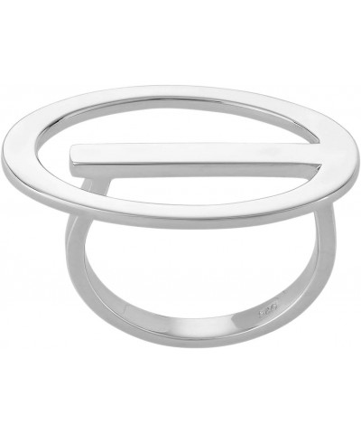 Women's 925 Sterling Silver Contemporary Abstract Oval Shaped Wide Ring $24.68 Rings