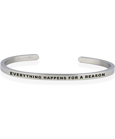 Personalized Inspirational Mantra Cuff Bracelet Jewelry, 3mm wide Shiny 316L Surgical Steel EVERYTHING HAPPENS FOR A REASON $...