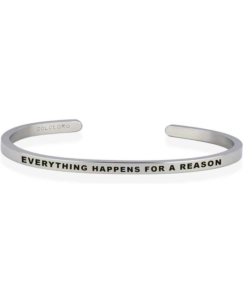 Personalized Inspirational Mantra Cuff Bracelet Jewelry, 3mm wide Shiny 316L Surgical Steel EVERYTHING HAPPENS FOR A REASON $...