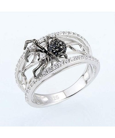 Creative 925 Sterling Silver 5A Cubic Zirconia Thumb Rings Vintage 3D Black Spider Hollow Ring Joint Midi Rings Creative Fing...