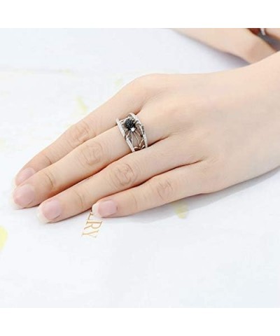 Creative 925 Sterling Silver 5A Cubic Zirconia Thumb Rings Vintage 3D Black Spider Hollow Ring Joint Midi Rings Creative Fing...