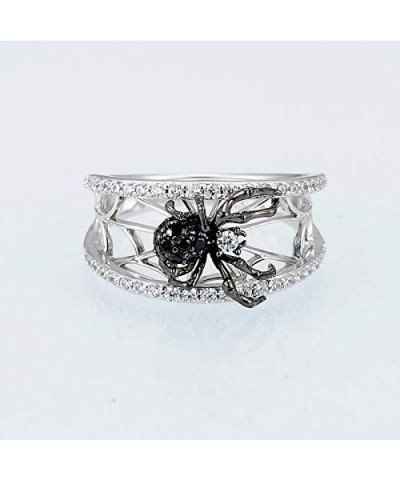 Creative 925 Sterling Silver 5A Cubic Zirconia Thumb Rings Vintage 3D Black Spider Hollow Ring Joint Midi Rings Creative Fing...