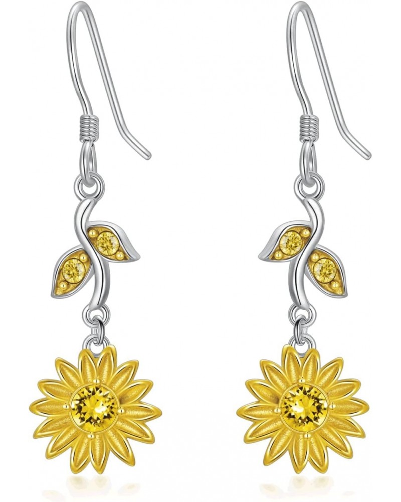 Sunflower Earrings Sterling Silver Dangle Sunflower Earrings Hypoallergenic Drop Earrings for Sensitive Ears Gifts for Women ...